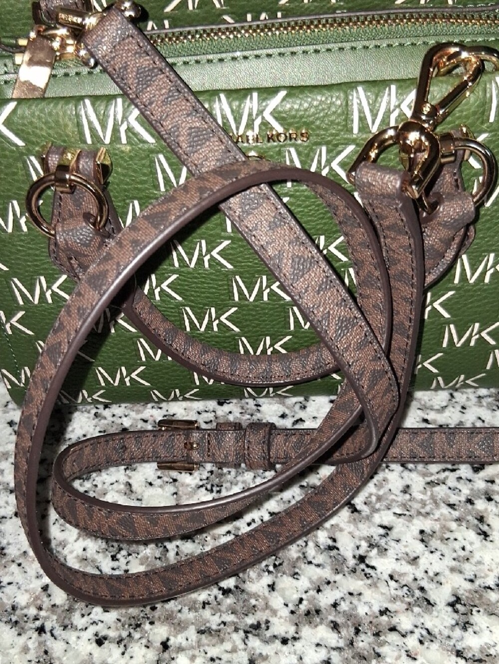 Michael Kors Amazon Green MK Sm.Logo Marilyn Monogramed Satchel Crossbody - Picture 6 of 11